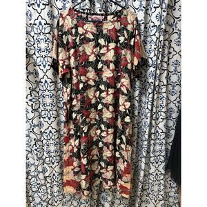 Rainbow Jo Hawaiian Print Dress Women’s 2XL Maxi Short Sleeve Natural Fibers